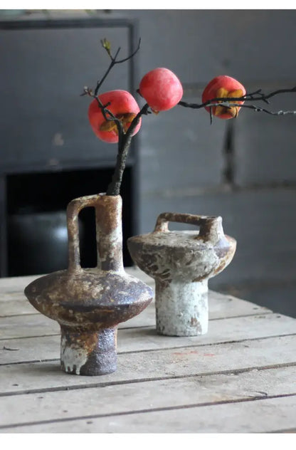 Brown Gray Ceramic Vase Set two rustic weathered vases Decorbites on Tampa Home & Garden Store