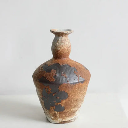 Brown Zen Ceramic Vase by Decorbites, rustic brown glaze with dark patches on Tampa Home & Garden Store