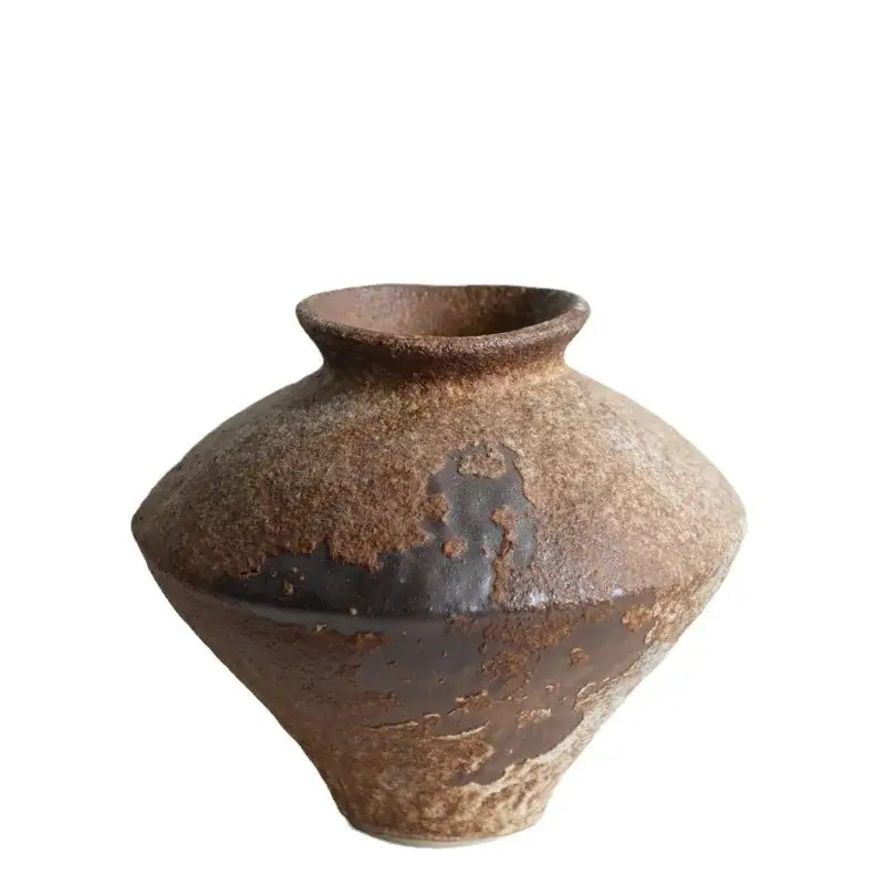Brown Zen ceramic vase by Decorbites, rustic brown glaze, wide rounded body with narrow neck on Tampa Home & Garden Store