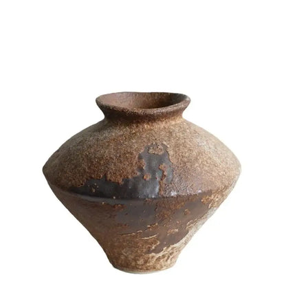 Brown Zen ceramic vase by Decorbites, rustic brown glaze, wide rounded body with narrow neck on Tampa Home & Garden Store