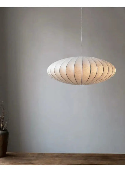 Japanese style silk chandelier pendant light beige oval shade Decorbites pendants on Tampa Home & Garden Store