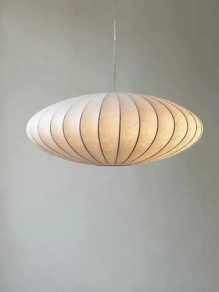 Japanese style silk chandelier pendant light beige oval shade on Tampa Home & Garden Store