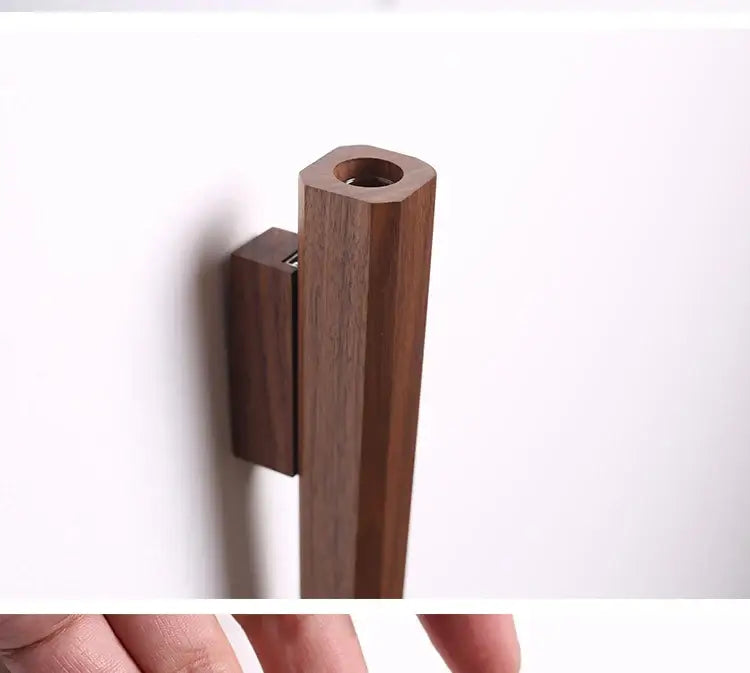 Dark Wood Wall Vase by Decorbites, wall-mounted wooden bracket with circular top opening on Tampa Home & Garden Store