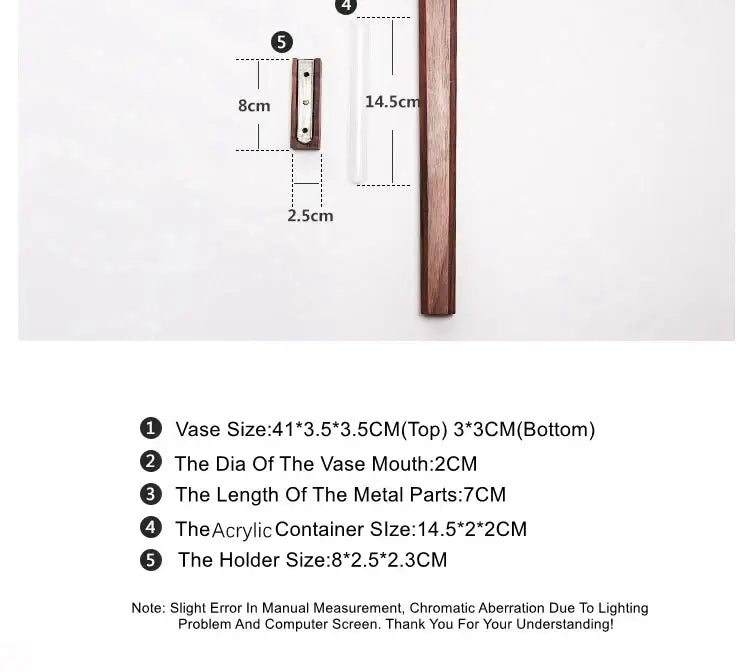 Dark Wood Wall Vase by Decorbites with acrylic insert and metal bracket on wood panel on Tampa Home & Garden Store