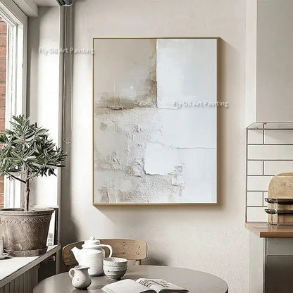 Abstract beige and white two-canvas oil painting prints by Decorbites for room decor on Tampa Home & Garden Store