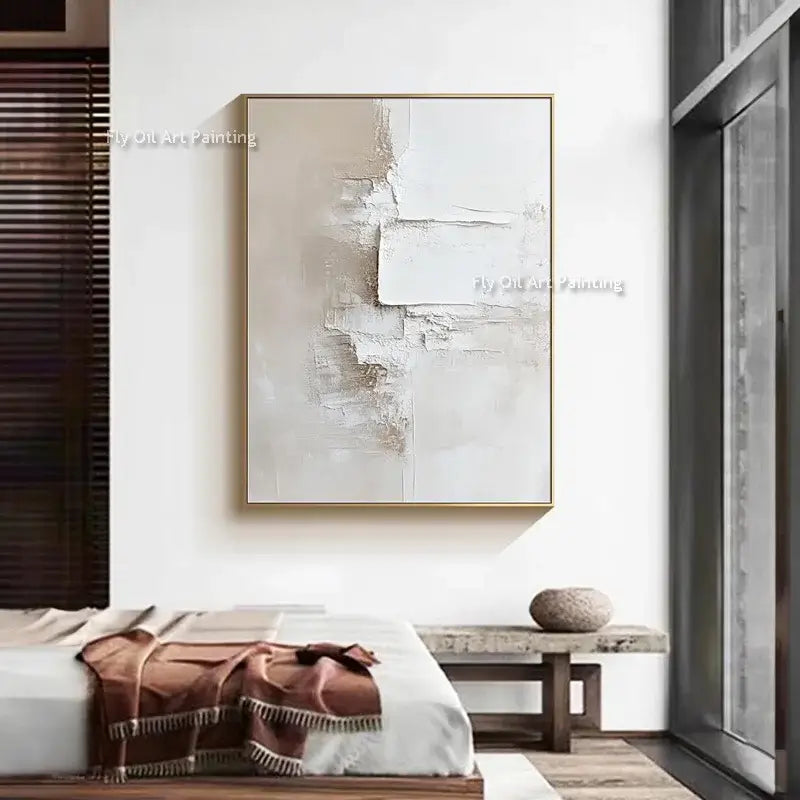 Decorbites abstract beige and white two-canvas oil paintings for living room decor wall art on Tampa Home & Garden Store