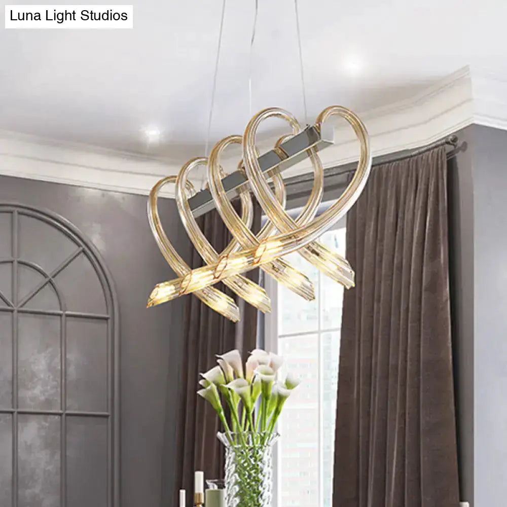 Modern amber glass heart island light pendant with chrome finish for dining room Decorbites on Tampa Home & Garden Store