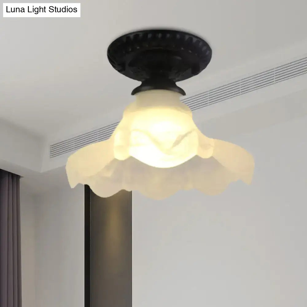 White glass ceiling light flush mount by Decorbites with a scalloped shade on Tampa Home & Garden Store