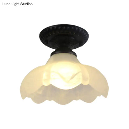 White glass ceiling light flush mount by Decorbites with scalloped shade on Tampa Home & Garden Store