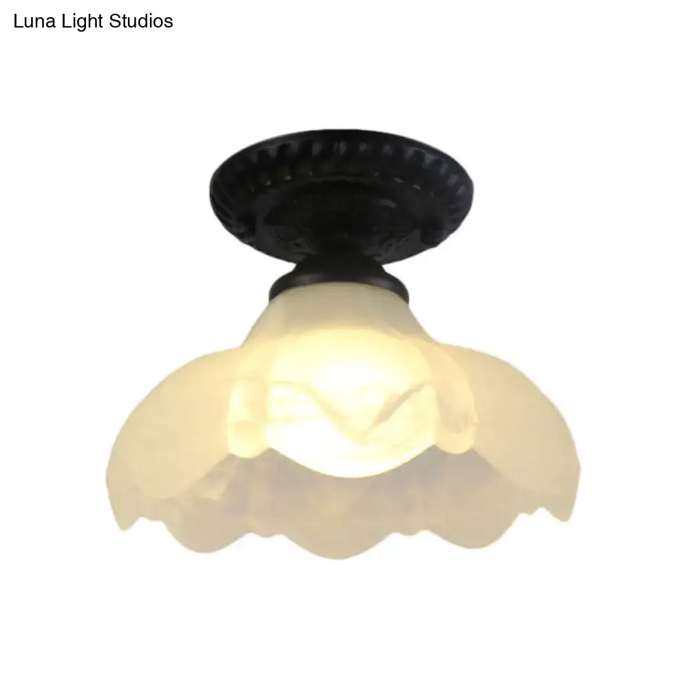 White glass ceiling light flush mount with scalloped edge Decorbites on Tampa Home & Garden Store