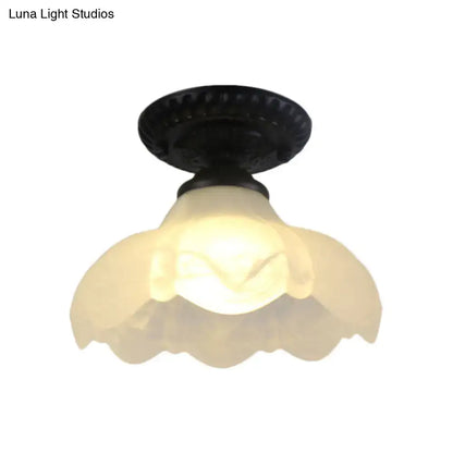 White glass ceiling light flush mount with scalloped edge Decorbites on Tampa Home & Garden Store