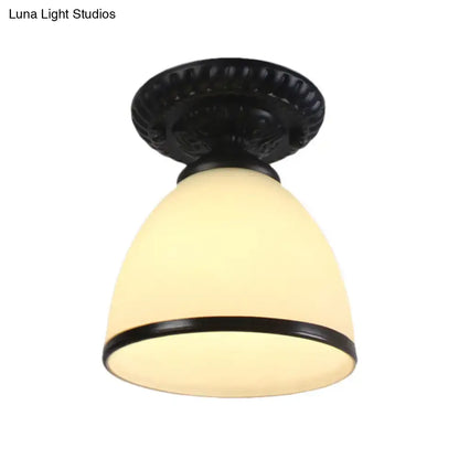 White Glass Ceiling Light by Decorbites, black finish hardware, flush mount on Tampa Home & Garden Store