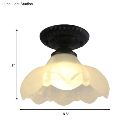 White glass ceiling light, petal shade, flush mount by Decorbites on Tampa Home & Garden Store
