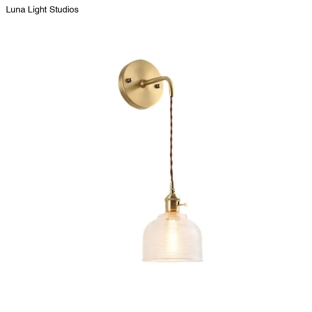 Textured Glass Dome Sconce brass finish with ribbed glass shade by Decorbites on Tampa Home & Garden Store