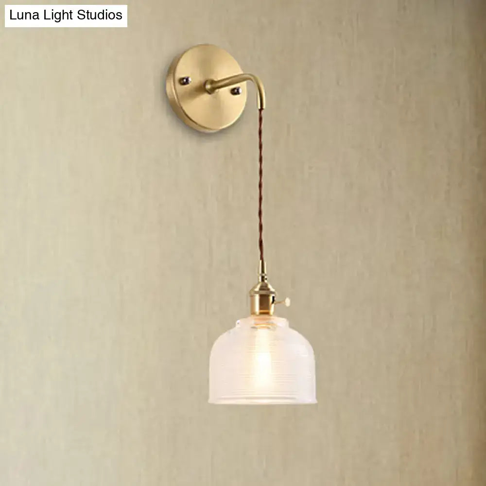 Textured Glass Dome Sconce with brass wall mount and frosted glass shade on Tampa Home & Garden Store