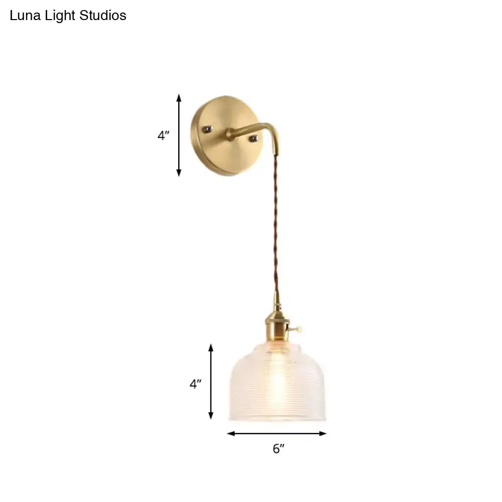 Textured Glass Dome Sconce in brass finish with 6in glass shade by Decorbites on Tampa Home & Garden Store
