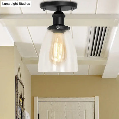 Black Glass Semi Flush Light by Decorbites, black finish with glass shade and Edison bulb on Tampa Home & Garden Store
