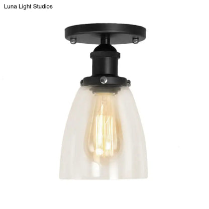Black glass semi-flush light by Decorbites with black metal mount and frosted glass shade on Tampa Home & Garden Store