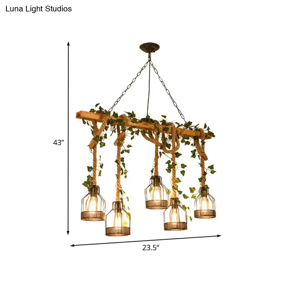 Rustic wood and rope island pendant light with lanterns for kitchen island Decorbites on Tampa Home & Garden Store