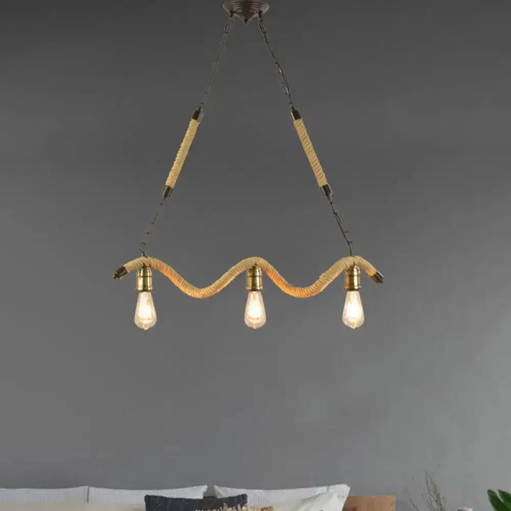 Rustic beige rope 3-light kitchen pendant with exposed bulbs Decorbites on Tampa Home & Garden Store