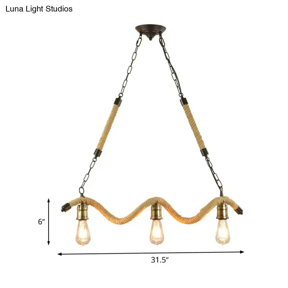 3-light kitchen pendant with rustic beige rope and exposed bulbs, Decorbites on Tampa Home & Garden Store