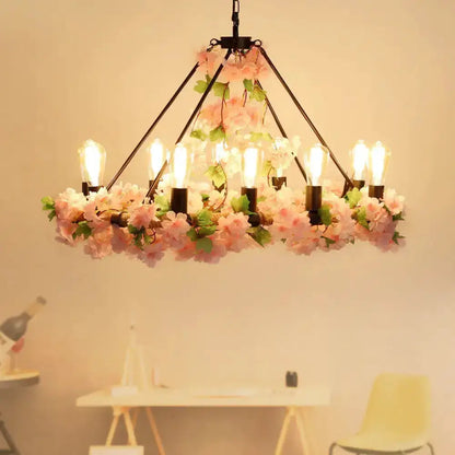 Industrial pink & green ivy LED pendant light by Decorbites with floral garland on Tampa Home & Garden Store