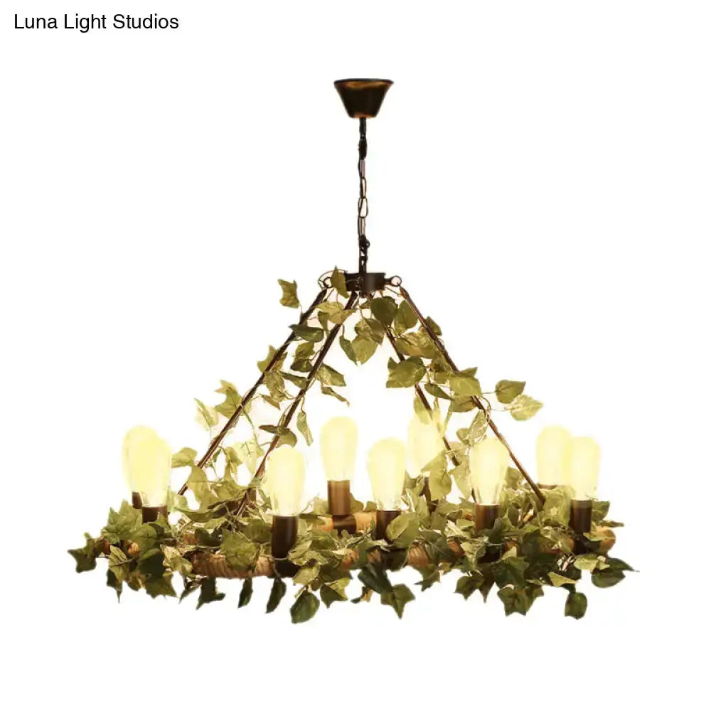 Industrial pink & green ivy LED pendant light by Decorbites with leafy frame and warm bulbs on Tampa Home & Garden Store