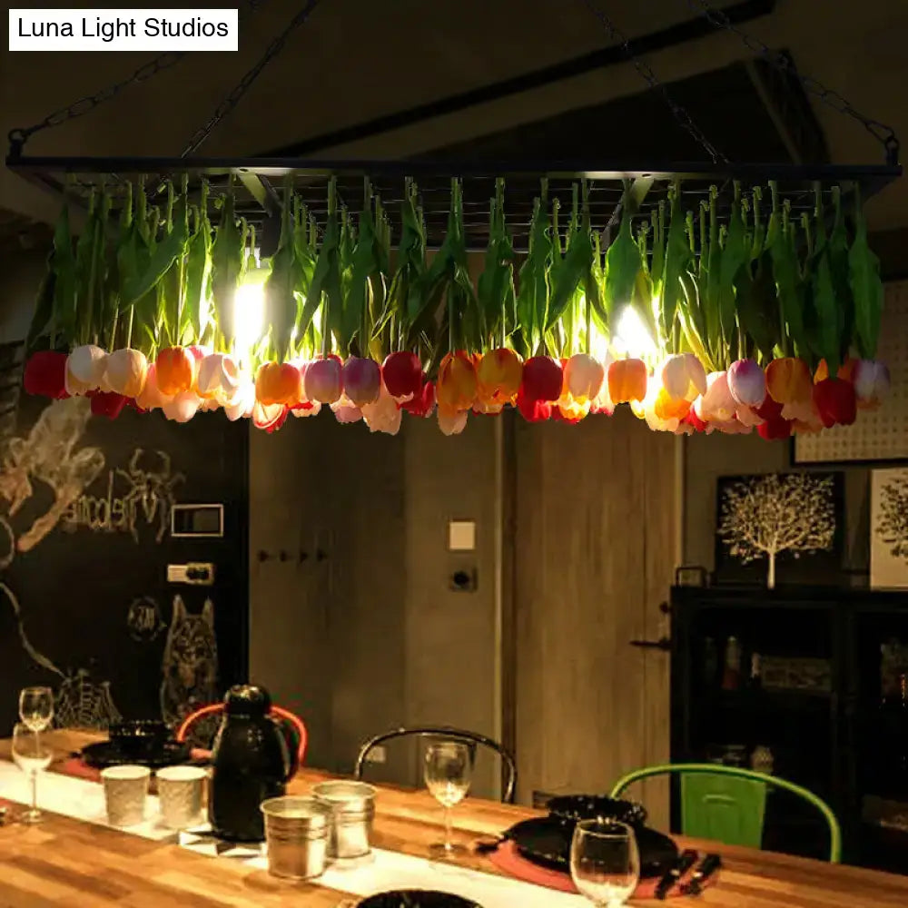 Green Tulip LED Pendant light by Decorbites with hanging tulip blossoms and green leaves on Tampa Home & Garden Store