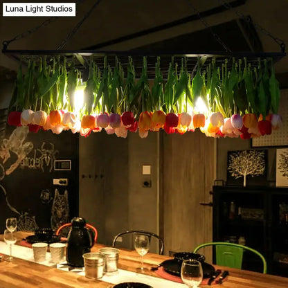 Green Tulip LED Pendant light by Decorbites with hanging tulip blossoms and green leaves on Tampa Home & Garden Store