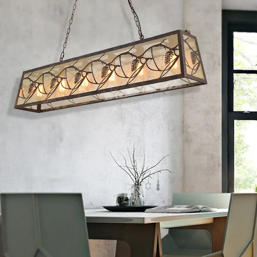 Bronze Industrial Island Light pendant with vine-pattern glass panels by Decorbites on Tampa Home & Garden Store