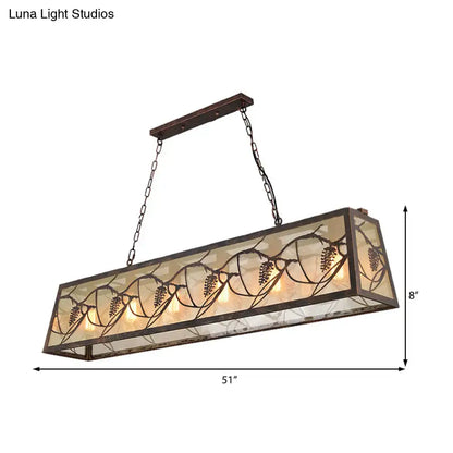 Bronze industrial island light pendant with vine panels, 51in long, 8in tall Decorbites on Tampa Home & Garden Store