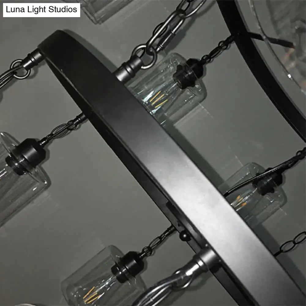 Black glass chandelier with Edison bulbs and two-tier industrial black metal frame Decorbites on Tampa Home & Garden Store