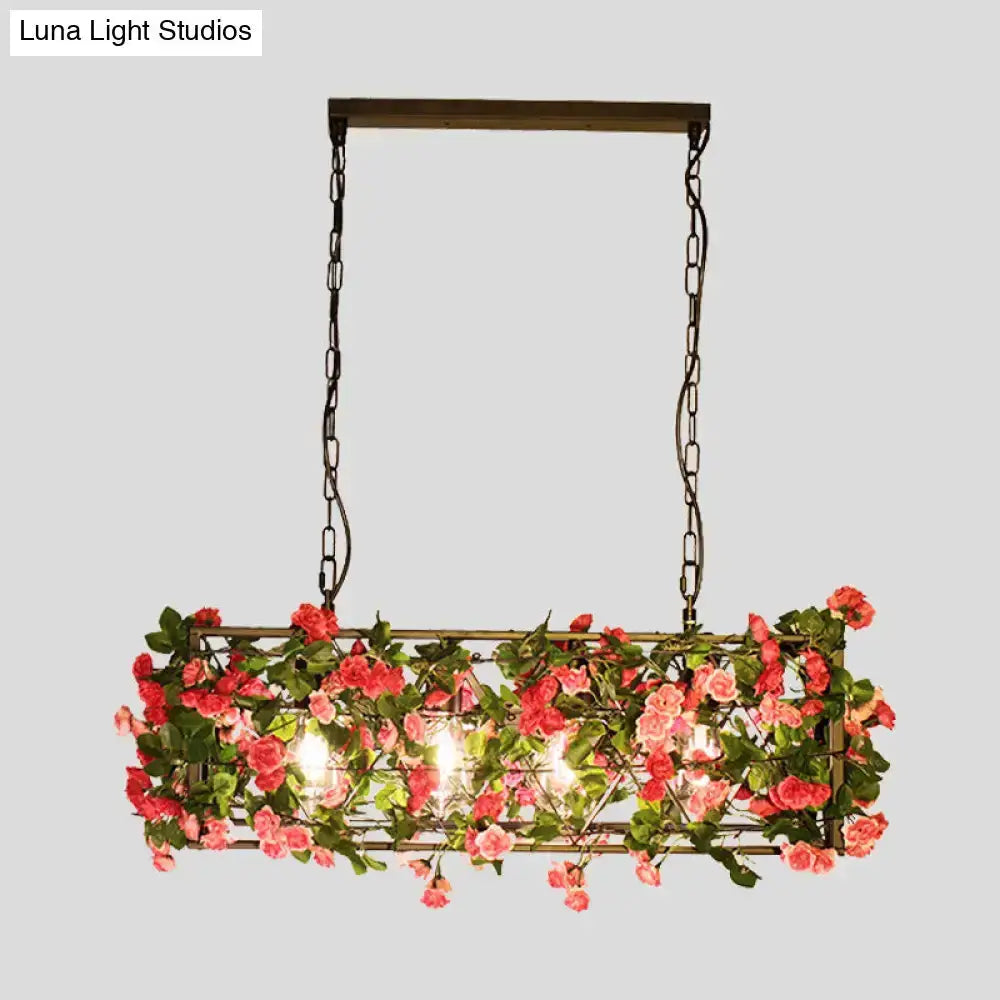 Industrial floral brass pendant light with pink roses by Decorbites on Tampa Home & Garden Store