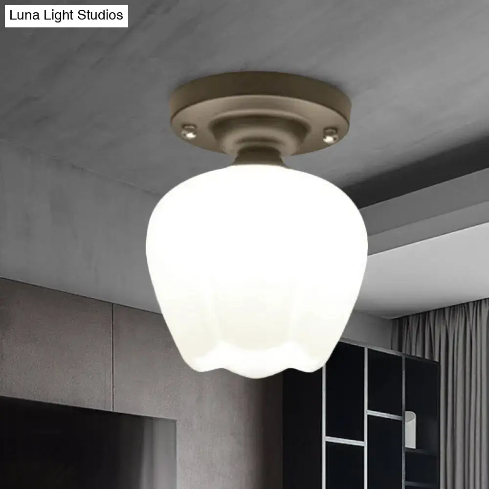 Bronze Black Glass Ceiling Light flush mount with white frosted globe by Decorbites on Tampa Home & Garden Store