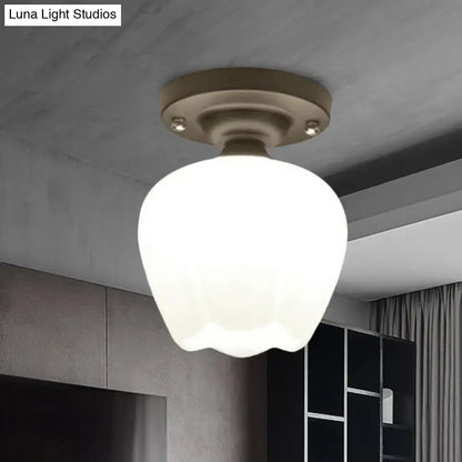 Bronze Black Glass Ceiling Light flush mount with white frosted globe by Decorbites on Tampa Home & Garden Store