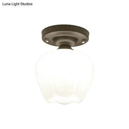 Bronze black glass ceiling light flush mount by Decorbites with white glass shade on Tampa Home & Garden Store