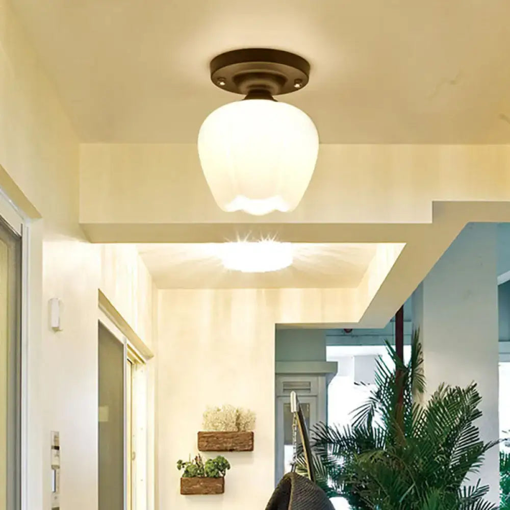 Bronze-black glass ceiling light by Decorbites, white frosted glass shade flush mount on Tampa Home & Garden Store
