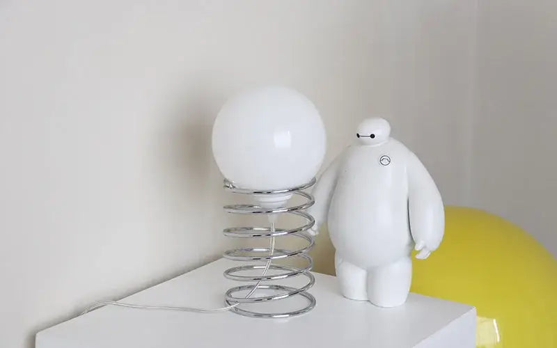 Chrome Glass USB Lamp by Decorbites with white glass globe on a spiraled chrome base on Tampa Home & Garden Store