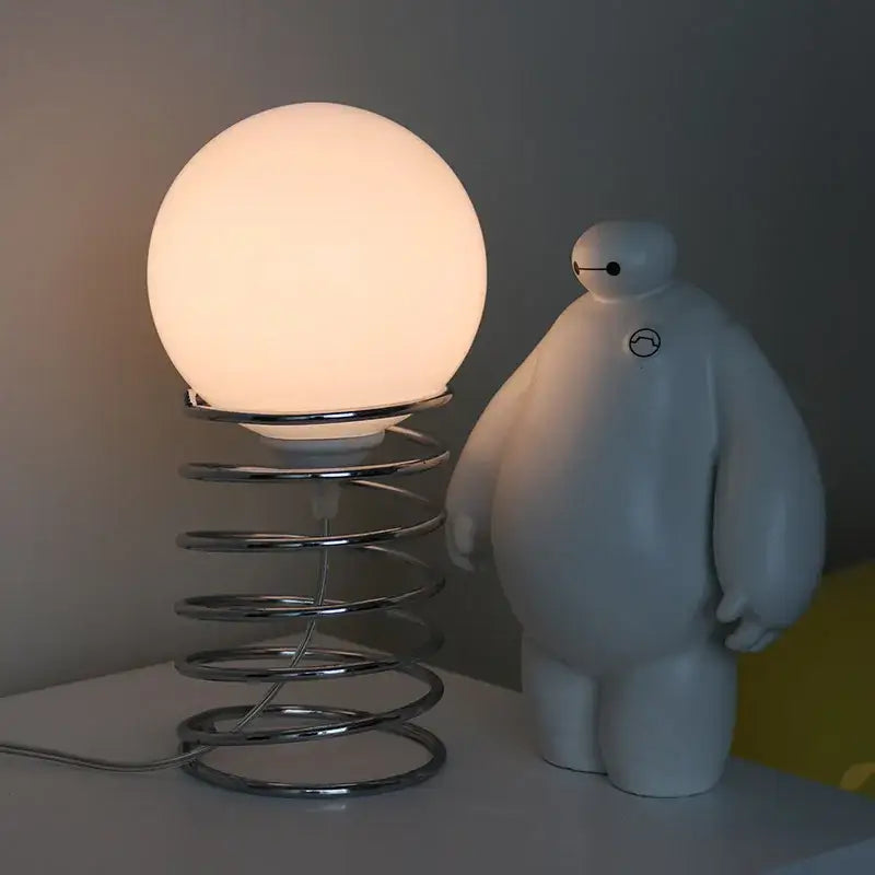 Chrome Glass USB Table Lamp by Decorbites with frosted globe and spiral chrome stem on Tampa Home & Garden Store