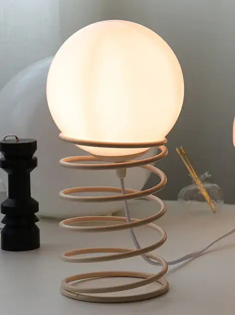 Decorbites Chrome Glass USB Lamp table lamp with glass sphere and spiral base on Tampa Home & Garden Store