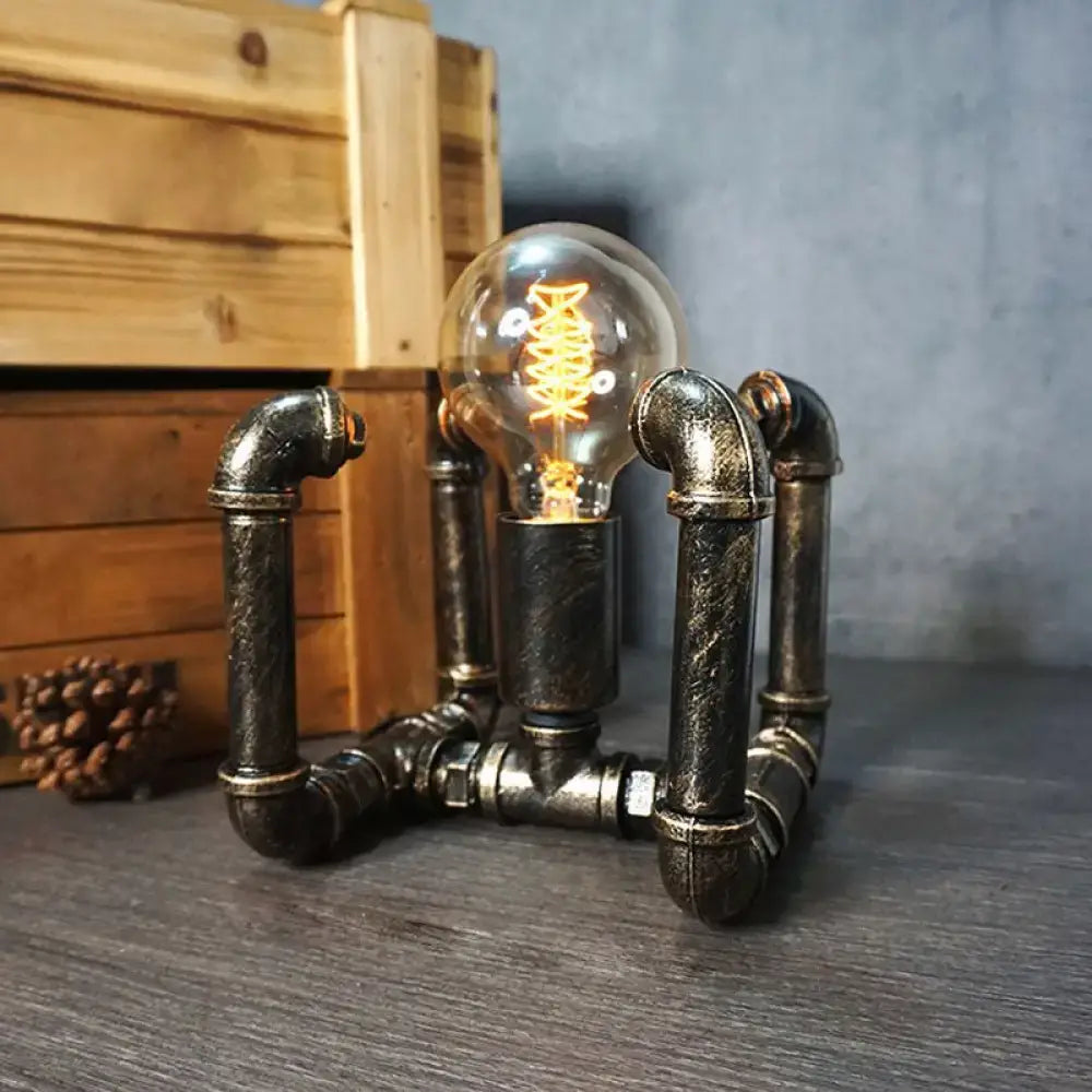Bronze Pipe Adjustable Pole Table Lamp by Decorbites with industrial pipe frame and Edison bulb on Tampa Home & Garden Store