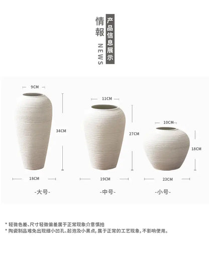 Decorbites white ribbed ceramic vases set of 3: large, medium, small on Tampa Home & Garden Store