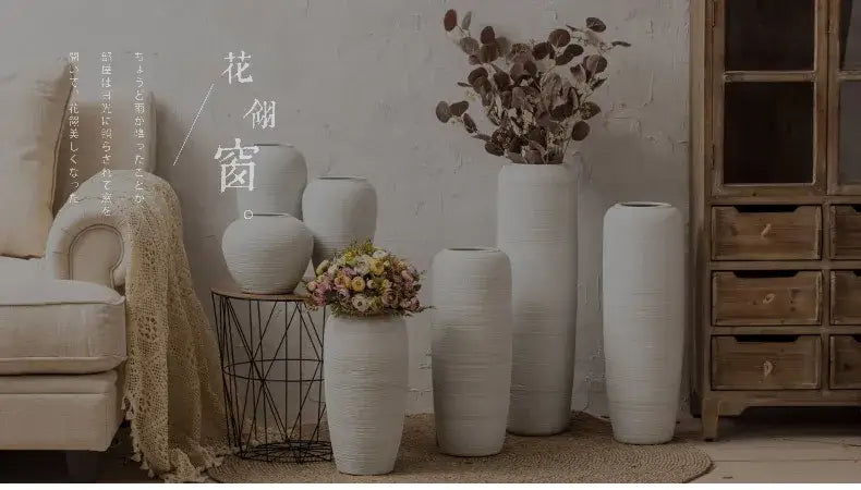 White ribbed ceramic vases in varied heights by Decorbites for home decor on Tampa Home & Garden Store