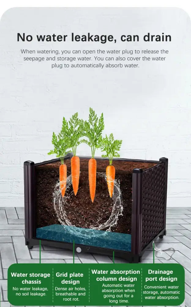 Woven brown large flower pot by Decorbites for outdoor gardening with four carrot plants on Tampa Home & Garden Store