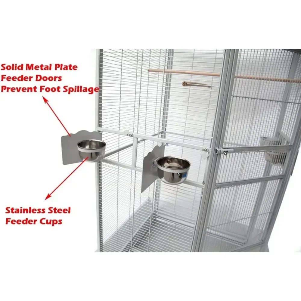 Wrought Iron Bird Cage with metal feeder doors and two stainless steel cups Decorbites on Tampa Home & Garden Store