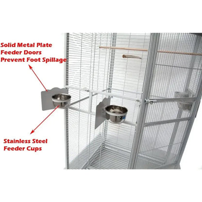 Wrought Iron Bird Cage with metal feeder doors and two stainless steel cups Decorbites on Tampa Home & Garden Store