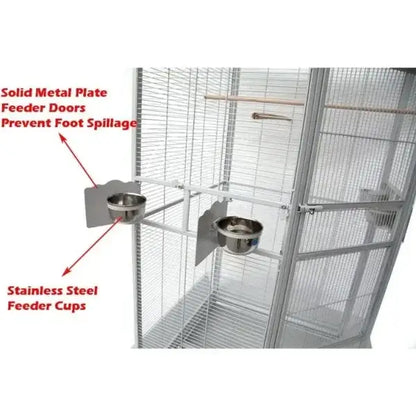 Wrought Iron Bird Cage with stainless steel feeder cups and solid metal plate doors Decorbites on Tampa Home & Garden Store