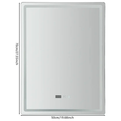 LED Anti-Fog Bathroom Mirror with built-in LED lighting and digital touch controls 70x50 cm on Tampa Home & Garden Store