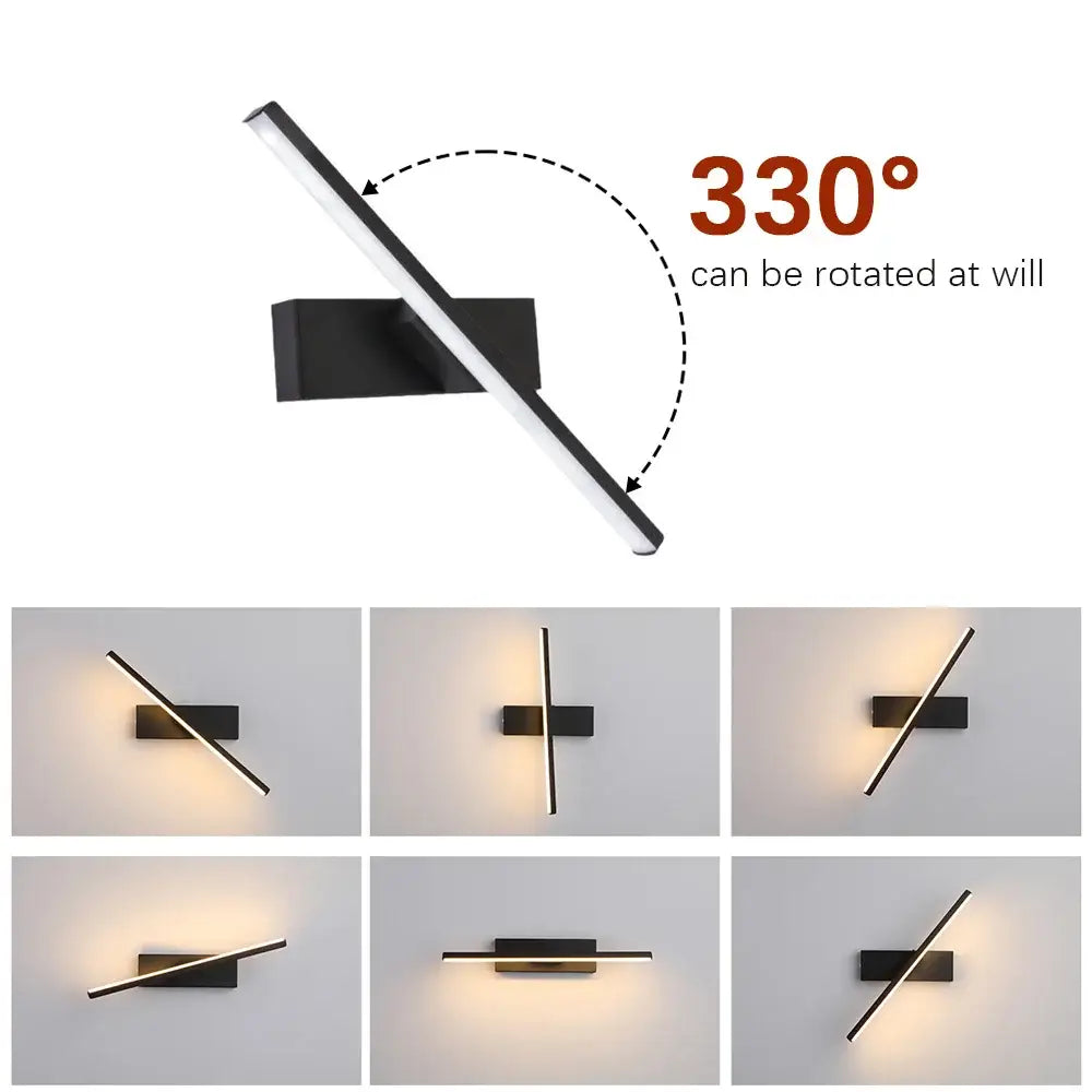 Decorbites black dimmable LED wall sconce, flush mount, 330° adjustable, 7-angle gallery on Tampa Home & Garden Store