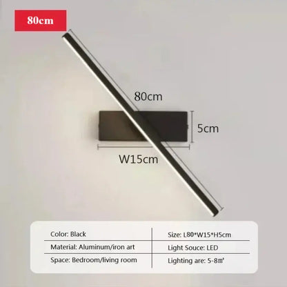 Black Dimmable LED Wall Sconce by Decorbites, flush-mount wall light with 80cm LED bar on Tampa Home & Garden Store